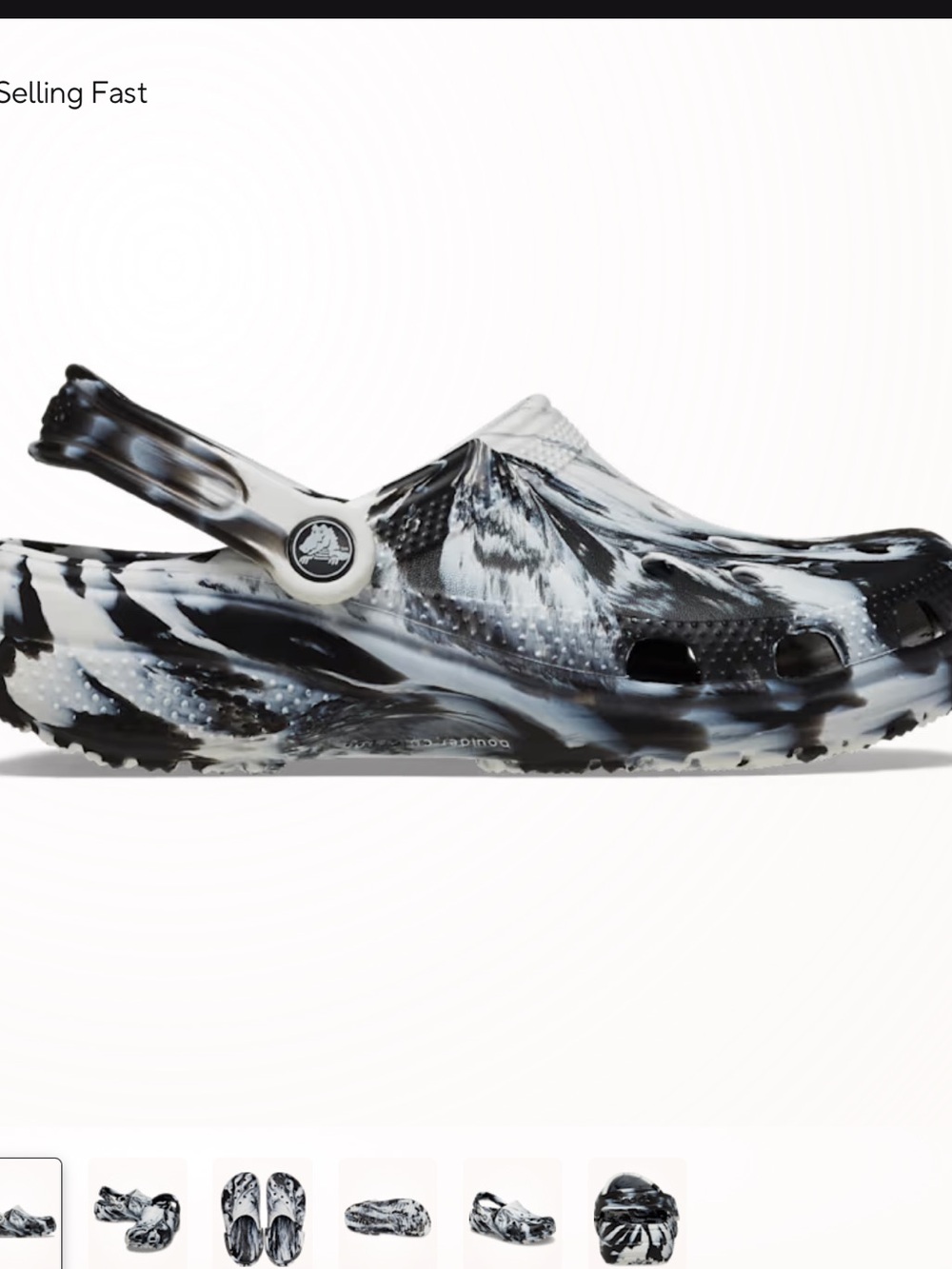 CROCS White & Black Marble Classic Clog